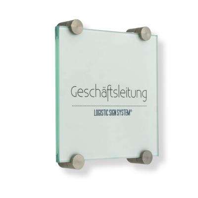 Türschild VITRUM K , Glasschild, Büroschild, Doppelglasschild